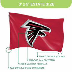 Atlanta Falcons Single Sided Flag w/ 2 Grommets, 3'x5'