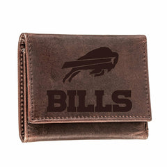 Buffalo Bills, Tri-Fold Wallet, Brown, CH, 100% Genuine Leather