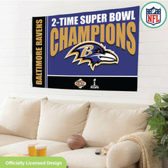 Baltimore Ravens 3X Superbowl Champions Football 3x5 Flag