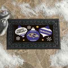 Baltimore Ravens Holiday Flocked Coir Sassafras Switch Mat, 22"x10"