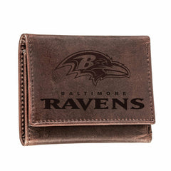 Baltimore Ravens, Tri-Fold Wallet, Brown, CH, 100% Genuine Leather