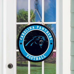 Carolina Panthers Round Door Décor with Hanging Rope, 18x18