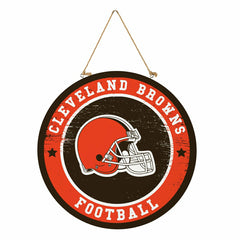 Cleveland Browns Round Door Décor with Hanging Rope, 18x18
