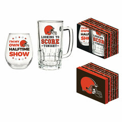 Cleveland Browns, Stemless 17OZ Wine & Beer 16 OZ Gift Set