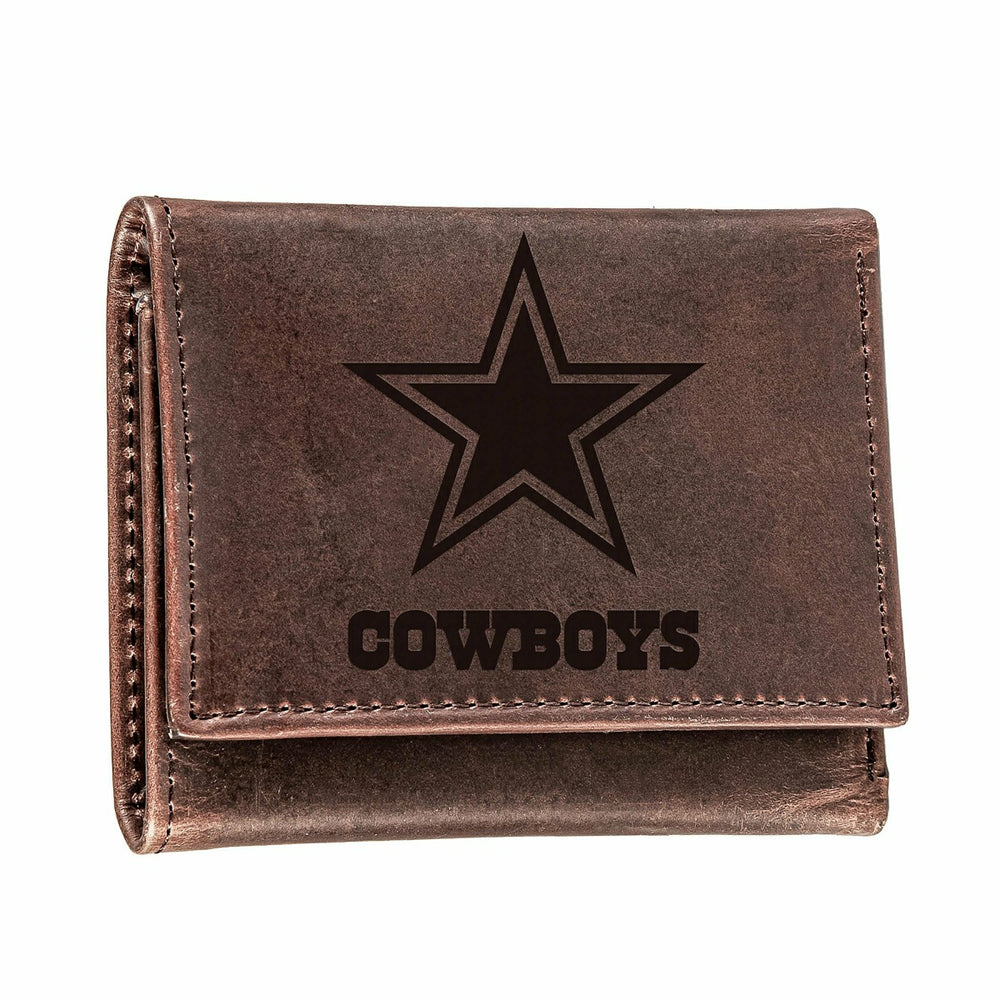 Dallas Cowboys, Tri-Fold Wallet, Brown, CH, 100% Genuine Leather