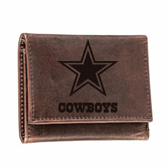 Dallas Cowboys, Tri-Fold Wallet, Brown, CH, 100% Genuine Leather