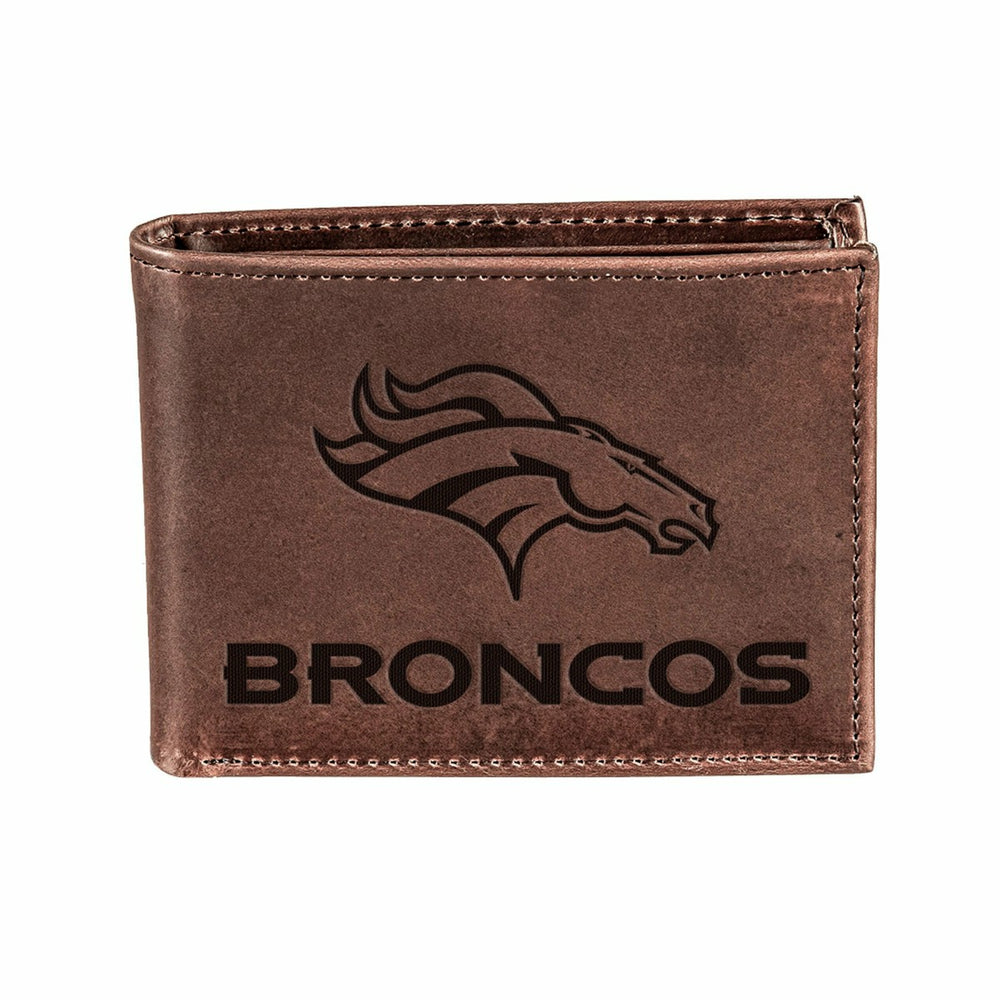Denver Broncos, Bi-Fold Wallet, Brown, CH, 100% Genuine Leather
