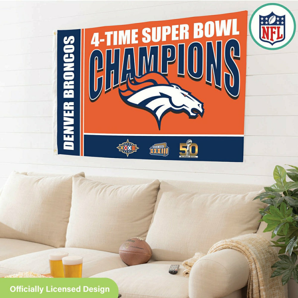 Denver Broncos 3X Superbowl Champions Football 3x5 Flag