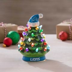 8" LED Ceramic Christmas Tree, Detroit Lions