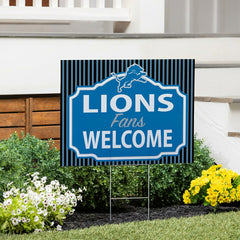 Detroit Lions Coroplast Yard Sign, "Fans Welcome"