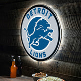 LED Wall Decor, Round, Detroit Lions