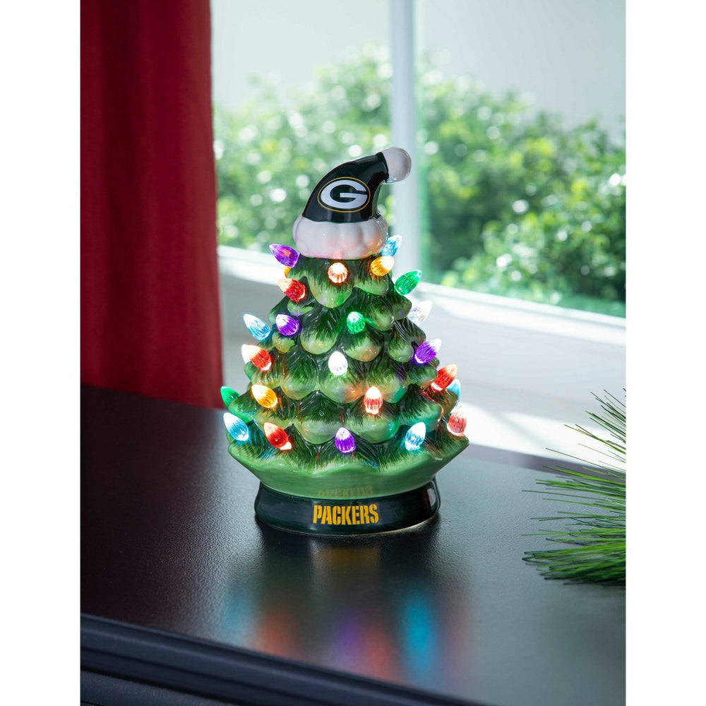 8" LED Ceramic Christmas Tree, Green Bay Packers