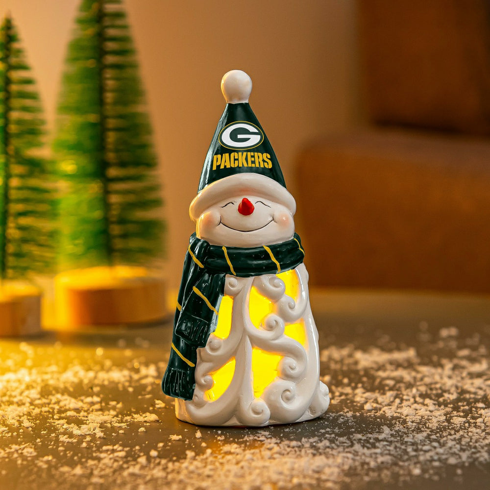 Green Bay Packers Snowman LED Statuary, 8"