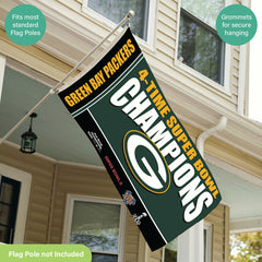 Green Bay Packers 4X Superbowl Champions Football 3x5 Flag