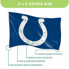 Indianapolis Colts Single Sided Flag w/ 2 Grommets, 3'x5'