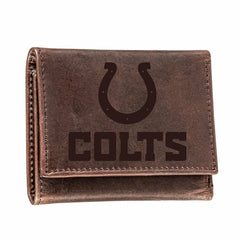 Indianapolis Colts, Tri-Fold Wallet, Brown, CH, 100% Genuine Leather