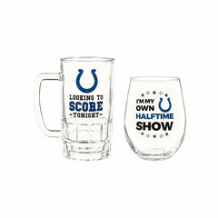 Indianapolis Colts, Stemless 17OZ Wine & Beer 16 OZ Gift Set
