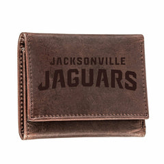Jacksonville Jaguars, Tri-Fold Wallet, Brown, CH, 100% Genuine Leather