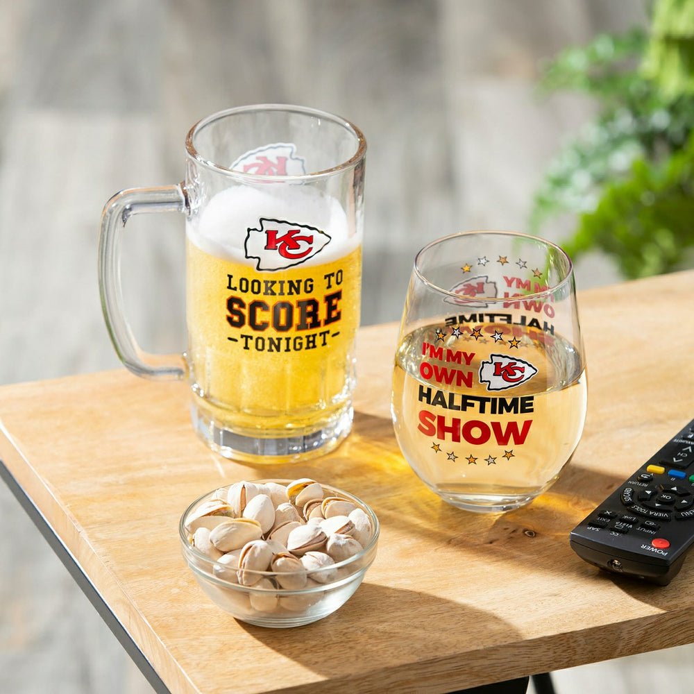 Kansas City Chiefs, Stemless 17OZ Wine & Beer 16 OZ Gift Set
