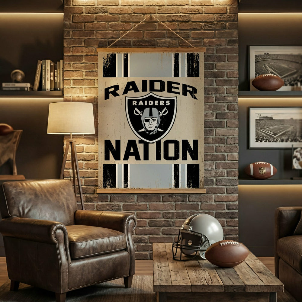 Las Vegas Raiders, Canvas Wall Tapestry, Large, 54x36