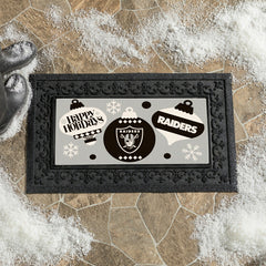 Las Vegas Raiders Holiday Flocked Coir Sassafras Switch Mat, 22"x10"