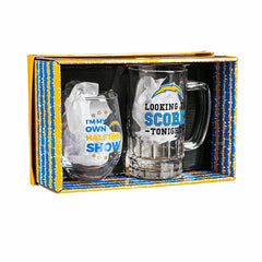 Los Angeles Chargers, Stemless 17OZ Wine & Beer 16 OZ Gift Set