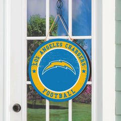 Los Angeles Chargers Round Door Décor with Hanging Rope, 18x18