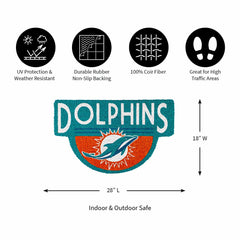 NFL Shaped Coir Door Mat, Dolphins