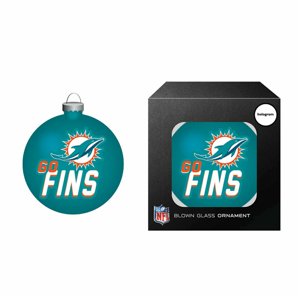 Blown Glass Ornament, Miami Dolphins