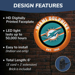 Miami Dolphins, Metal Lite, Round