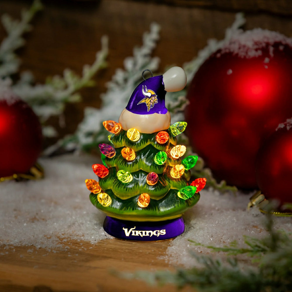 4" Mini LED Tabletop Christmas Tree, Set of 2, Minnesota Vikings