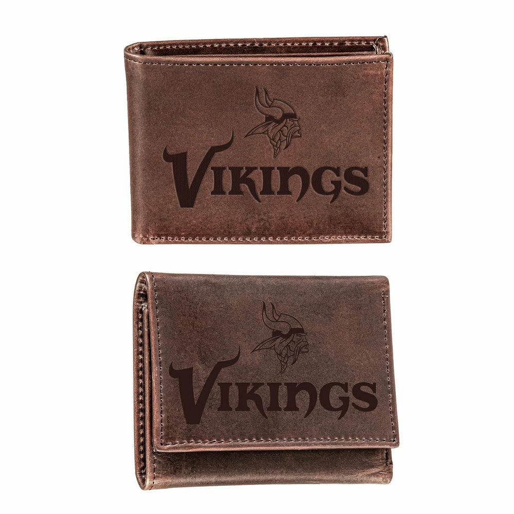 Minnesota Vikings, Bi-Fold and Tri-Fold Wallet Gift Set, Brown