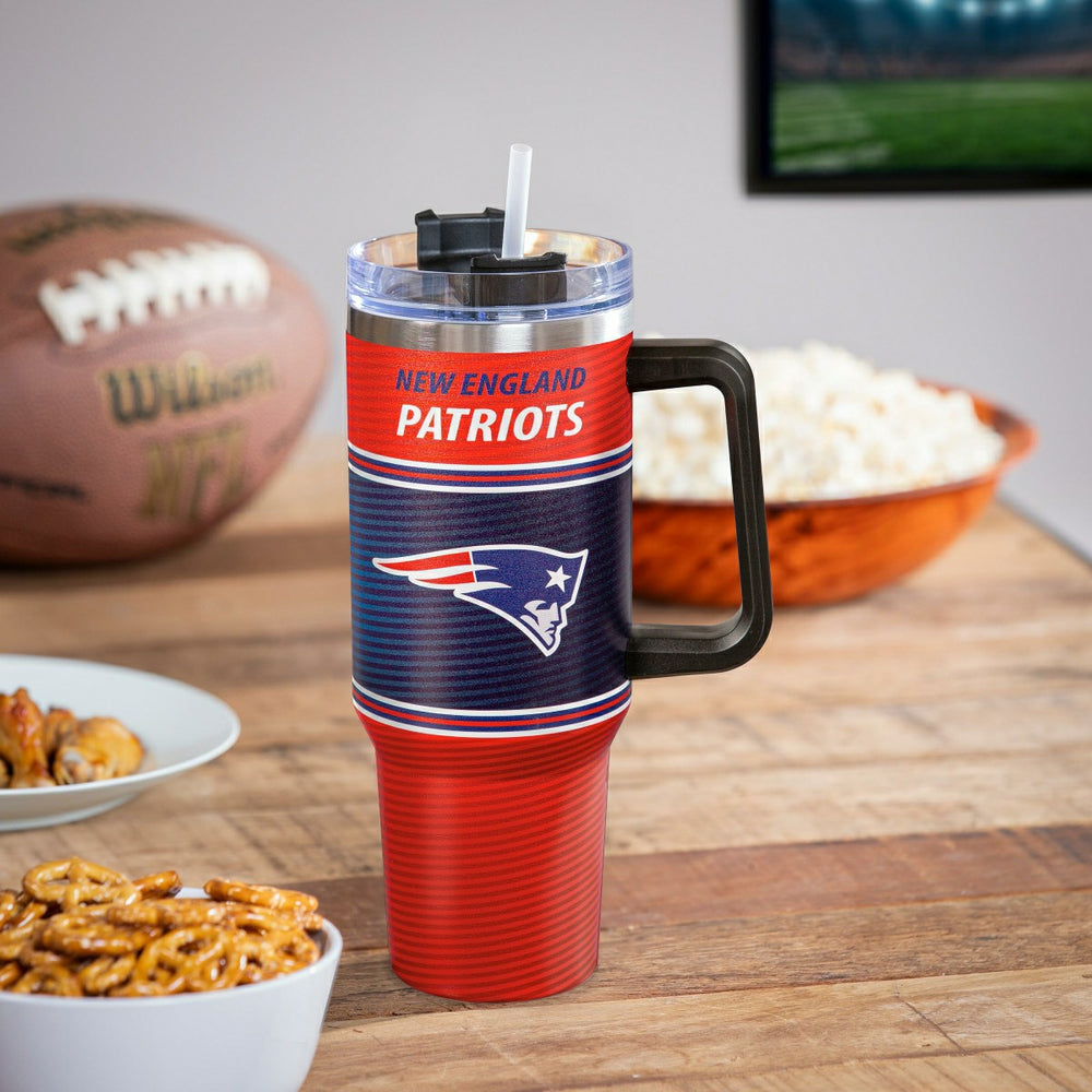 40oz Stainless Steel Canyon Cup w/ Straw, New England Patriots