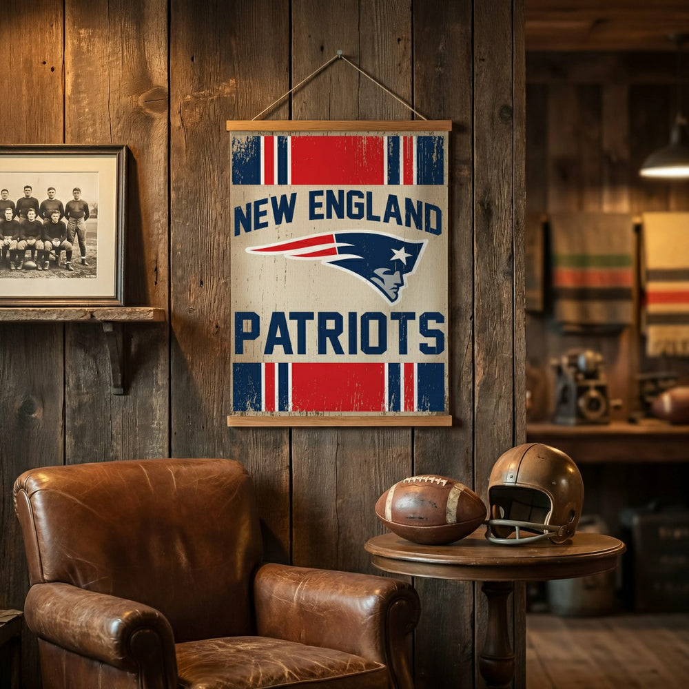 New England Patriots, Canvas Wall Tapestry, Medium, 36x24