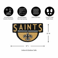 NFL Shaped Coir Door Mat, Saints