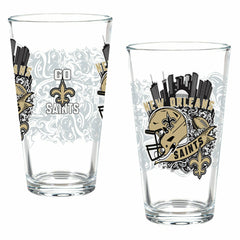 New Orleans Saints 16oz Glass pint, Set of 2