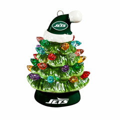 New York Jets 4" Mini LED Tabletop Christmas Tree, Set of 2