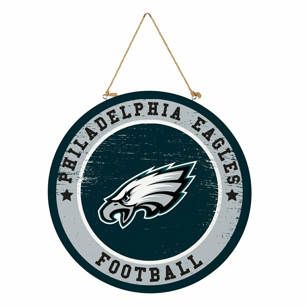 Philadelphia Eagles Round Door Décor with Hanging Rope, 18x18