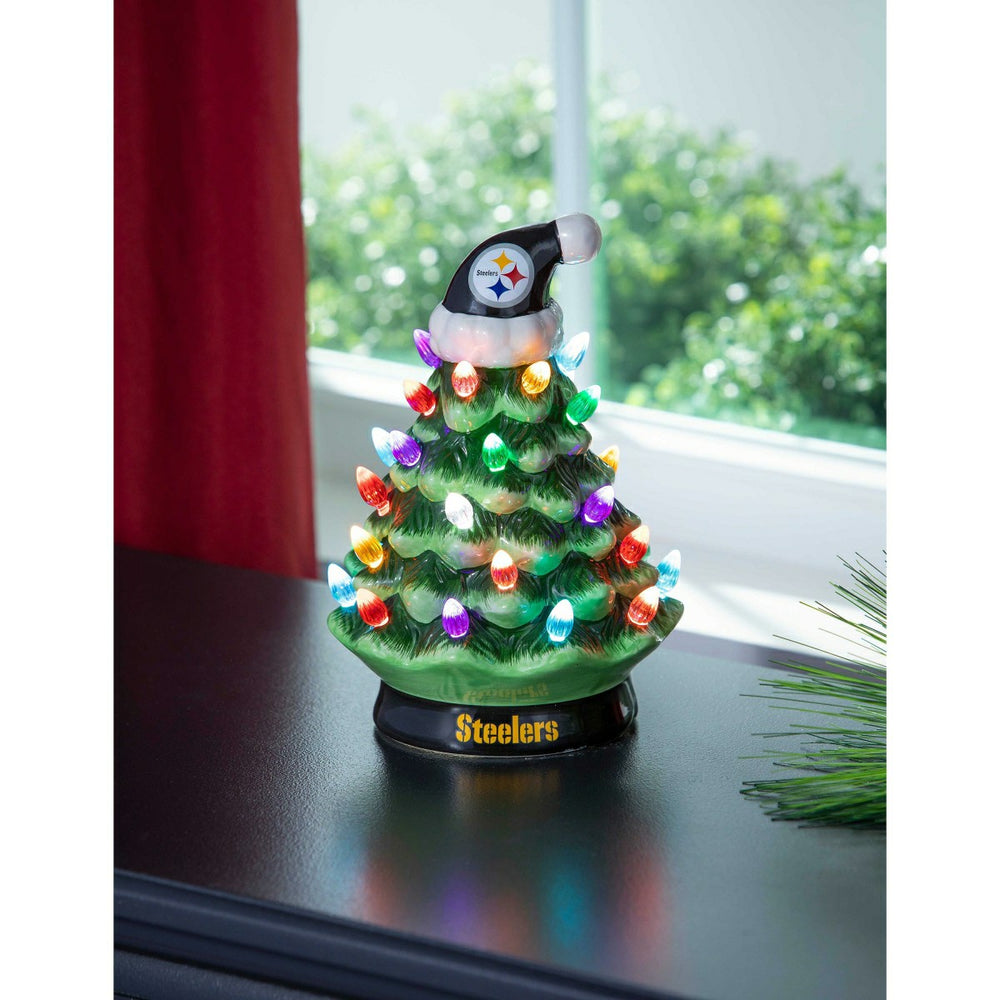 8" LED Ceramic Christmas Tree, Pittsburgh Steelers