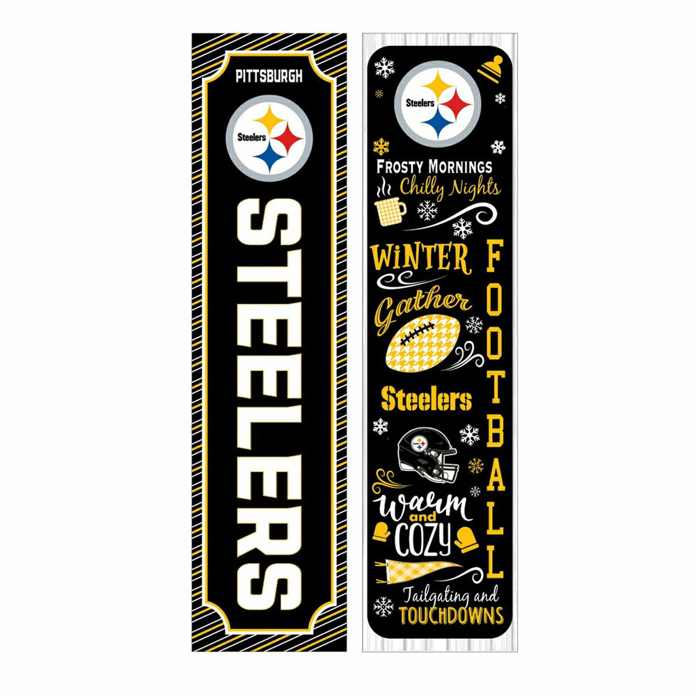 46" Double Sided Leaner, Pittsburgh Steelers, Winter Seasonal