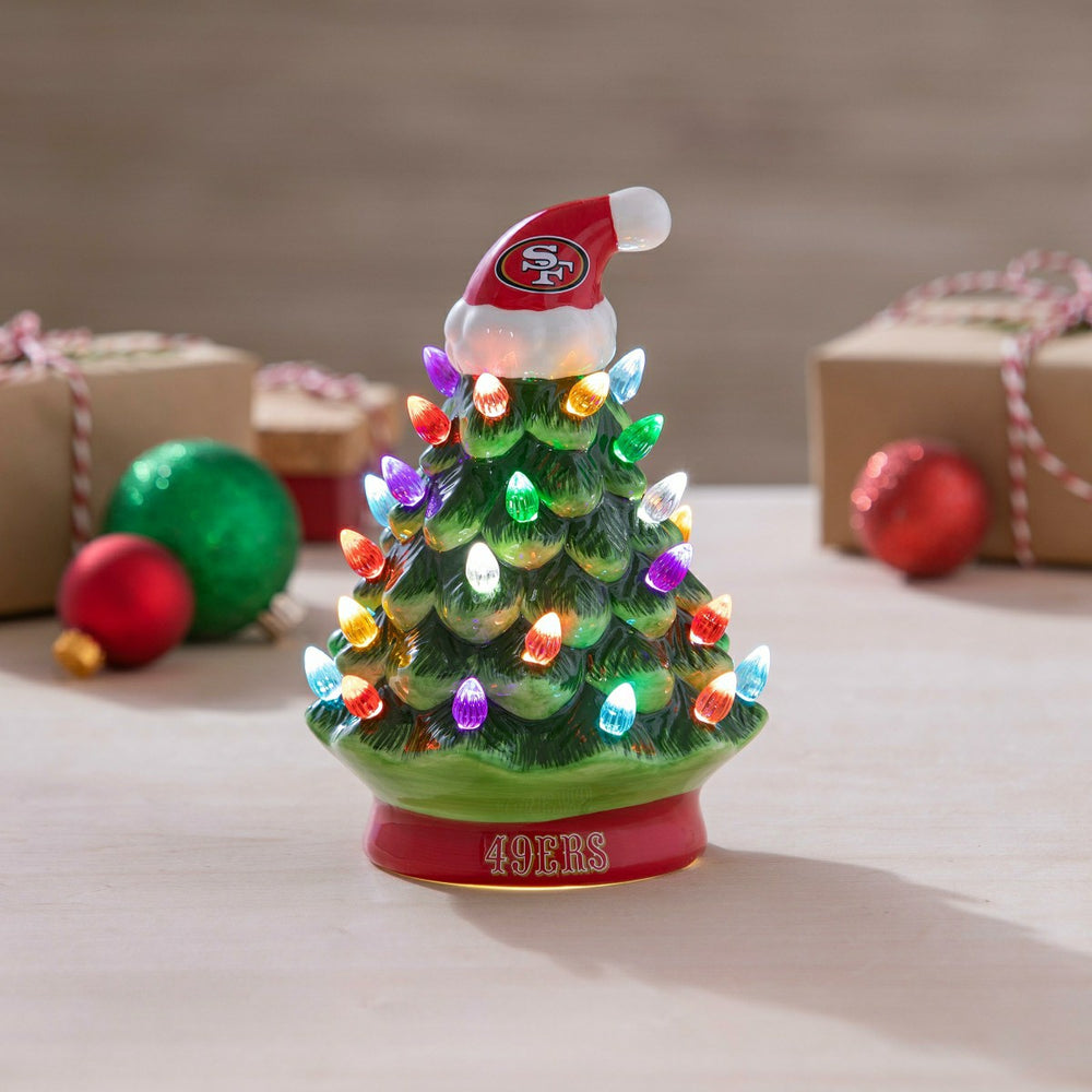 8" LED Ceramic Christmas Tree, San Francisco 49ers