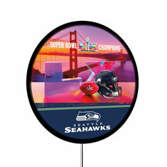 Seattle Seahawks, Super Bowl 60, LED Wall Decor, Football Round, 23"