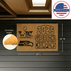 Seattle Seahawks, Super Bowl 60, Champions, Coir Mat, One Color, 28"x