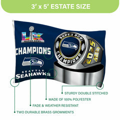 Seattle Seahawks, Super Bowl 60, Ring, Single Sided Flag w/ 2 Grommets