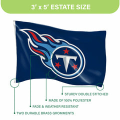 Tennessee Titans Single Sided Flag w/ 2 Grommets, 3'x5'