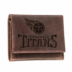 Tennessee Titans, Tri-Fold Wallet, Brown, CH, 100% Genuine Leather