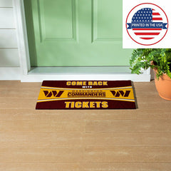 28" x 16" PVC Trapper Mat, Come Back with Tickets, Washington Commande