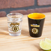 Boston Bruins 4-Piece Ceramic and Glass 2oz. Shot Glass Set