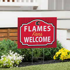 Calgary Flames Coroplast Yard Sign, "Fans Welcome"