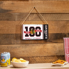 Chicago Blackhawks,100 Anniversary Wood Wall Sign, 6x11